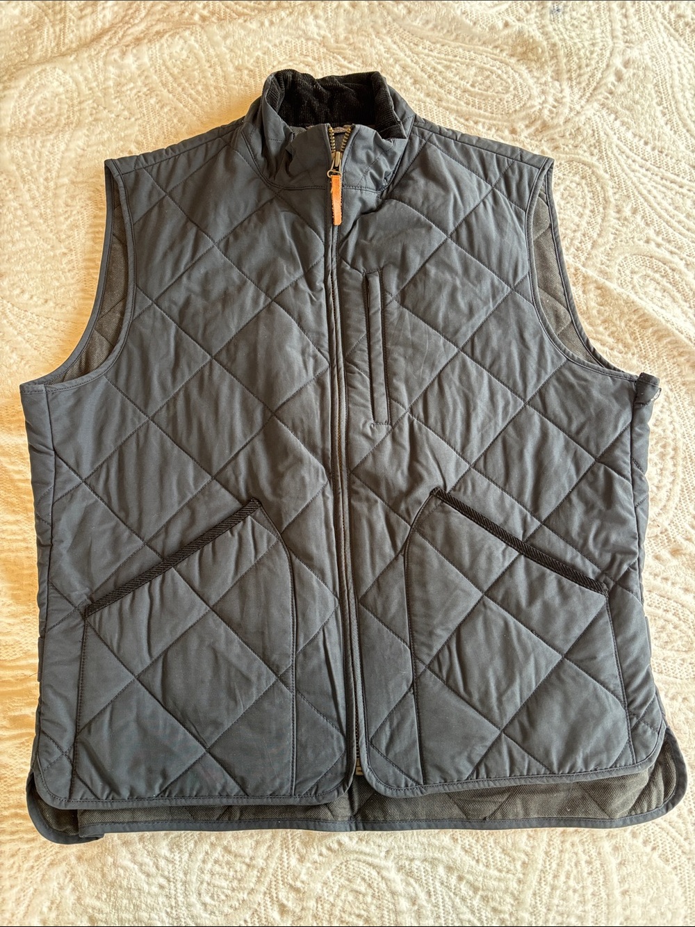 Men’s J Crew Quilted Riding Vest Navy Size Large